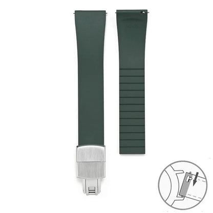 Smooth Cut to Size FKM Rubber Strap - Green 18mm / 19mm / 20mm / 21mm / 22mm