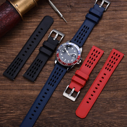 Premium Quick Release FKM Rubber Universal Watch Strap - Blue / 20mm / 22mm