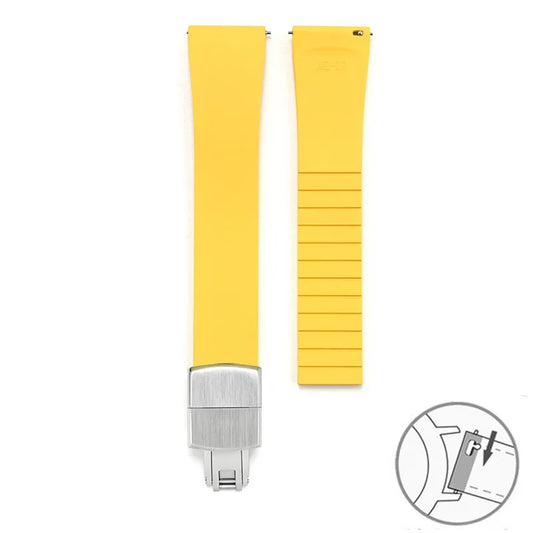 Smooth Cut to Size FKM Rubber Strap - Yellow 18mm / 19mm / 20mm / 21mm / 22mm