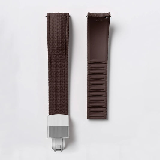 Loom Curved End Cut to Size FKM Rubber Strap - Brown 18mm / 19mm / 20mm / 21mm / 22mm / 24mm