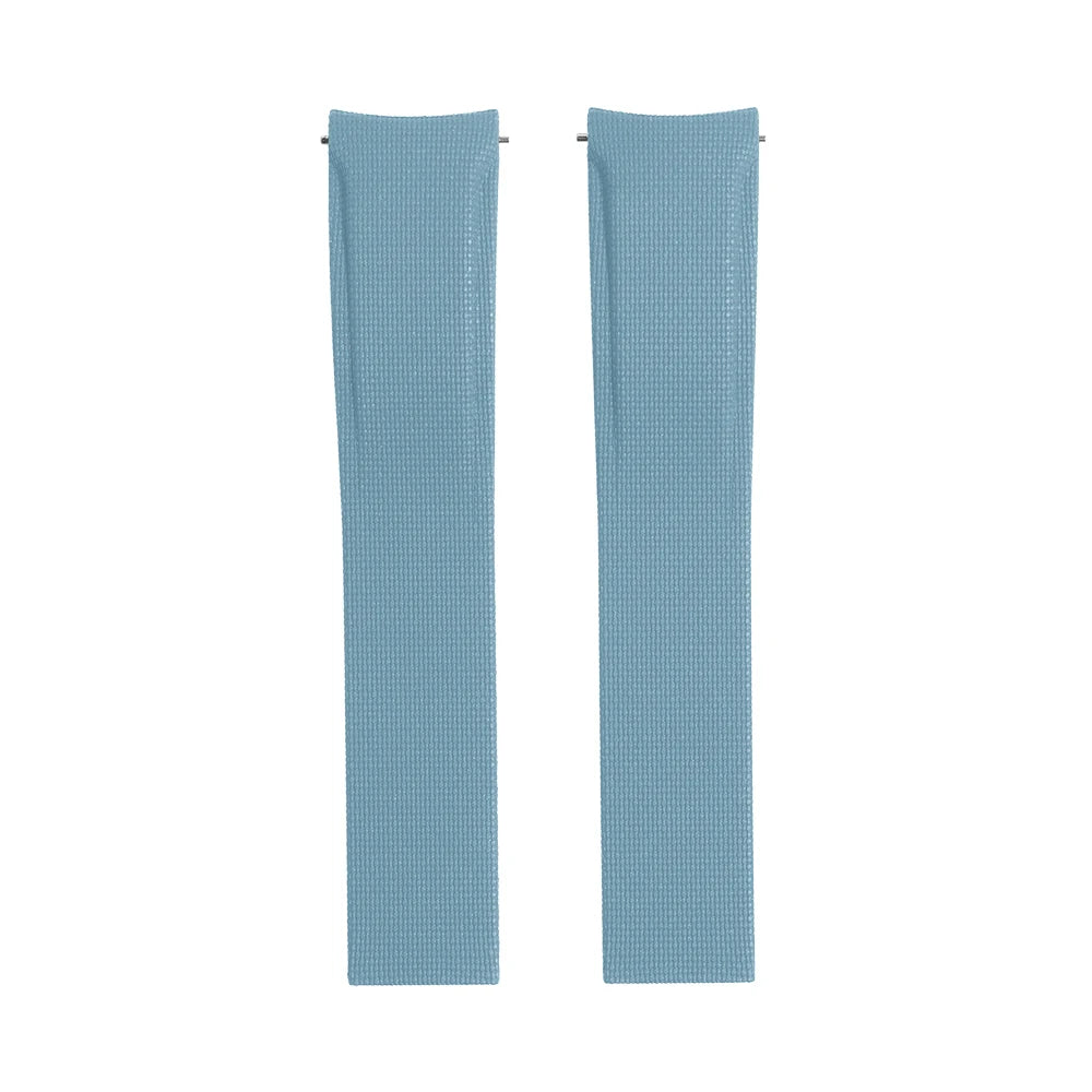 Textile Curved Cut to Size FKM Rubber Strap - Light Blue 20mm / 21mm / 22mm