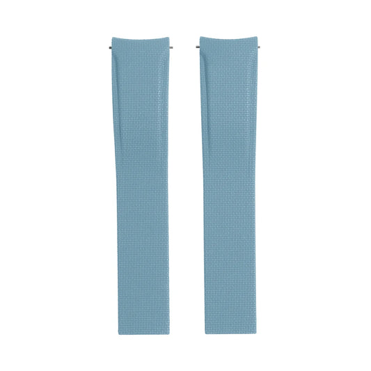 Textile Curved Cut to Size FKM Rubber Strap - Light Blue 20mm / 21mm / 22mm