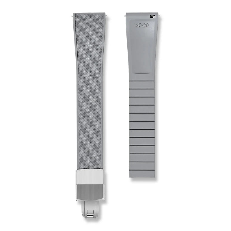 Crosshatch Cut to Size FKM Rubber Strap - Gray 18mm / 19mm / 20mm / 21mm / 22mm