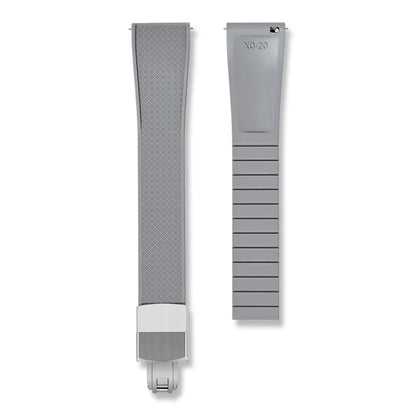 Crosshatch Cut to Size FKM Rubber Strap - Gray 18mm / 19mm / 20mm / 21mm / 22mm