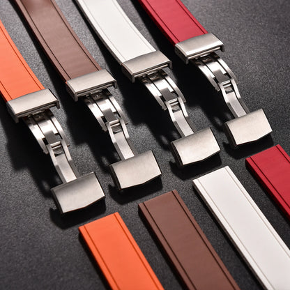 Curved Smooth Cut to Size FKM Rubber Strap - Gray 20mm / 22mm