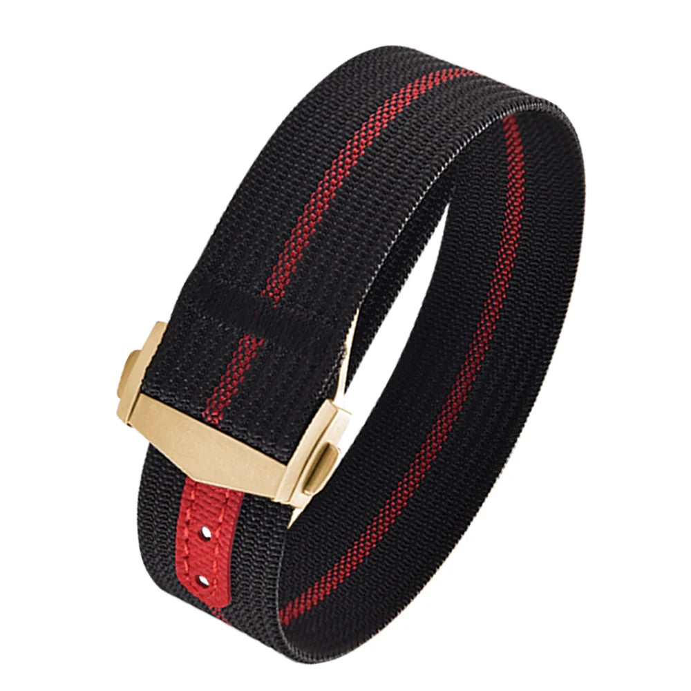 Executive Deployant Clasp Nylon Strap - Black Red / 18mm / 20mm / 22mm