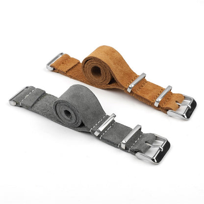 Suede Leather Universal Single Piece Strap - Brown / 18mm / 20mm / 22mm