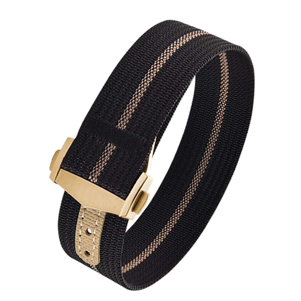 Executive Deployant Clasp Nylon Strap - Black Khaki / 18mm / 20mm / 22mm