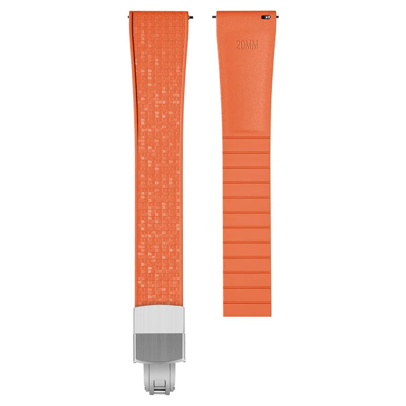 Matrix Cut to Size FKM Rubber Strap - Orange 18mm / 19mm / 20mm / 21mm / 22mm