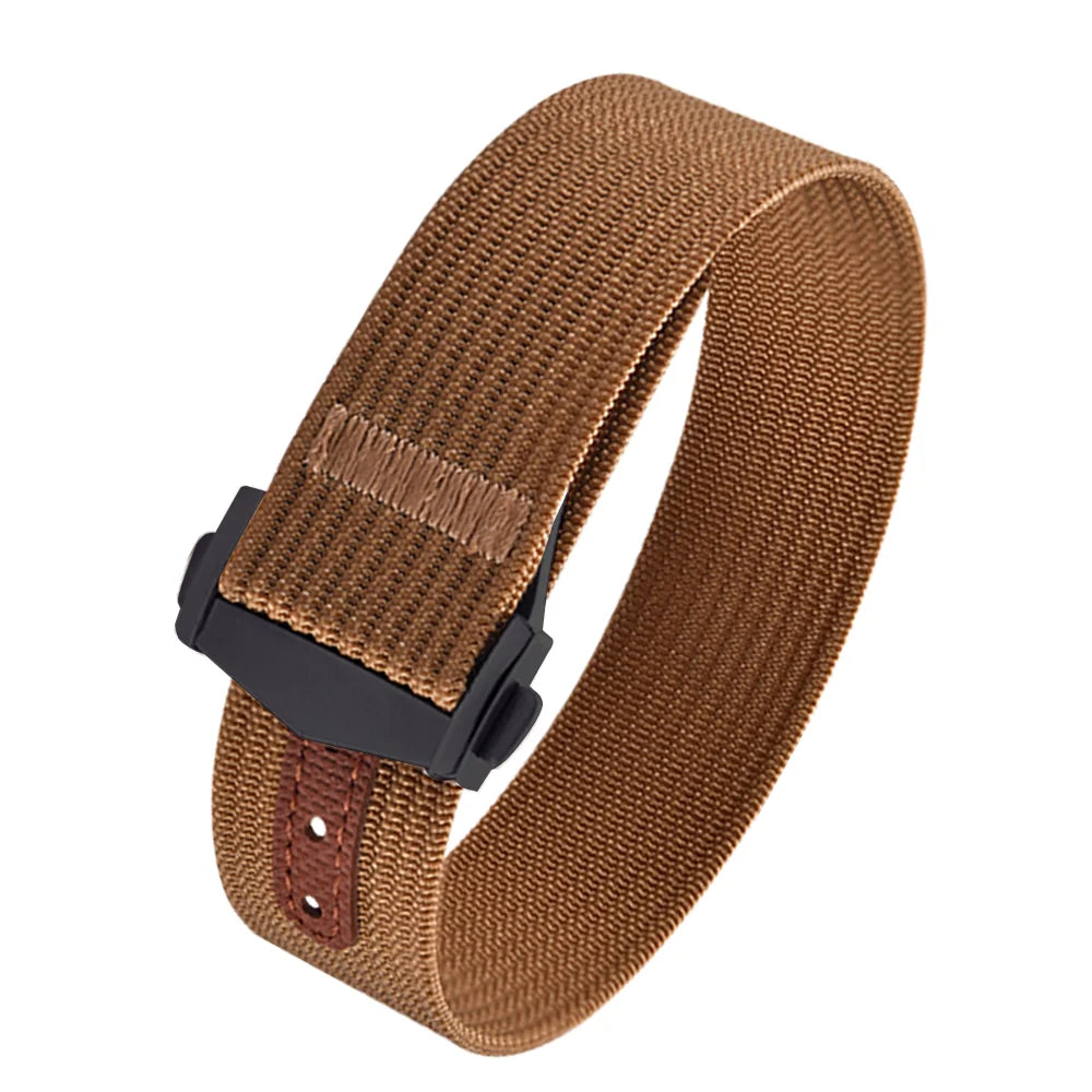 Executive Deployant Clasp Nylon Strap - Brown / 18mm / 20mm / 22mm