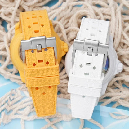 Textured Curved Rubber Watch Strap for Swatch X Blancpain - Gray