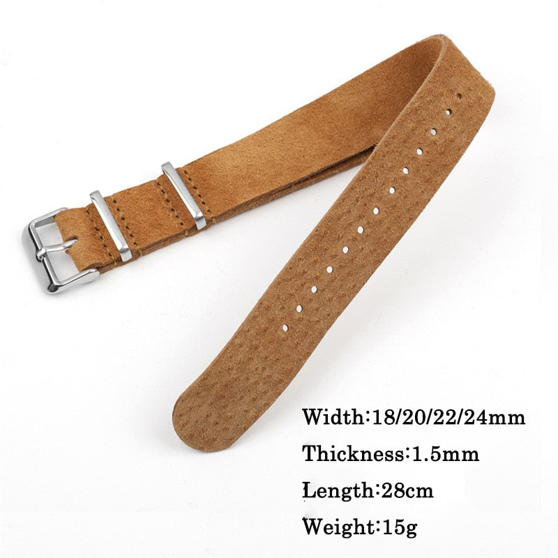 Suede Leather Universal Single Piece Strap - Grey / 18mm / 20mm / 22mm