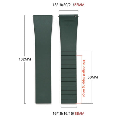Smooth Cut to Size FKM Rubber Strap - Red 18mm / 19mm / 20mm / 21mm / 22mm