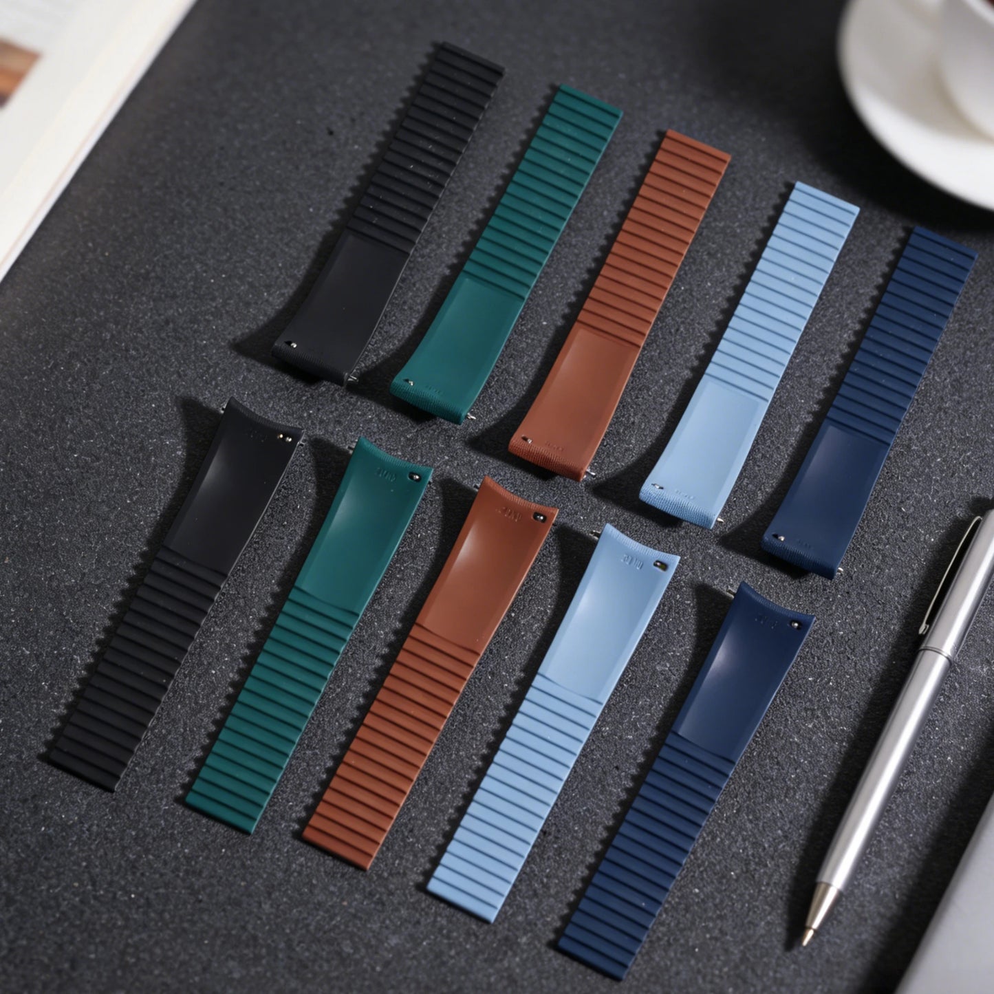 Textile Curved Cut to Size FKM Rubber Strap - Orange 20mm / 21mm / 22mm