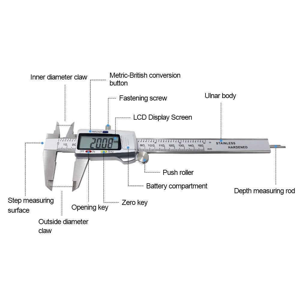 150mm Digital Vernier Caliper Stainless Steel