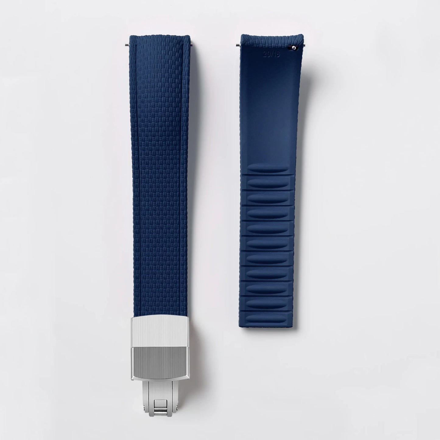 Loom Curved End Cut to Size FKM Rubber Strap - Blue 18mm / 19mm / 20mm / 21mm / 22mm / 24mm