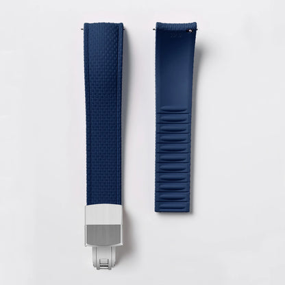 Loom Curved End Cut to Size FKM Rubber Strap - Blue 18mm / 19mm / 20mm / 21mm / 22mm / 24mm