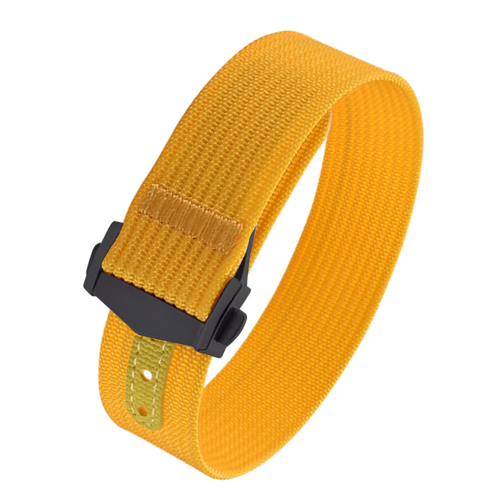 Executive Deployant Clasp Nylon Strap - Yellow / 18mm / 20mm / 22mm