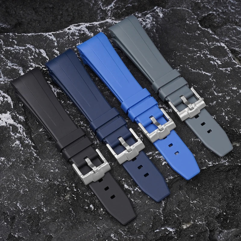 Curved Rubber Watch Strap for Swatch X Blancpain - Blue