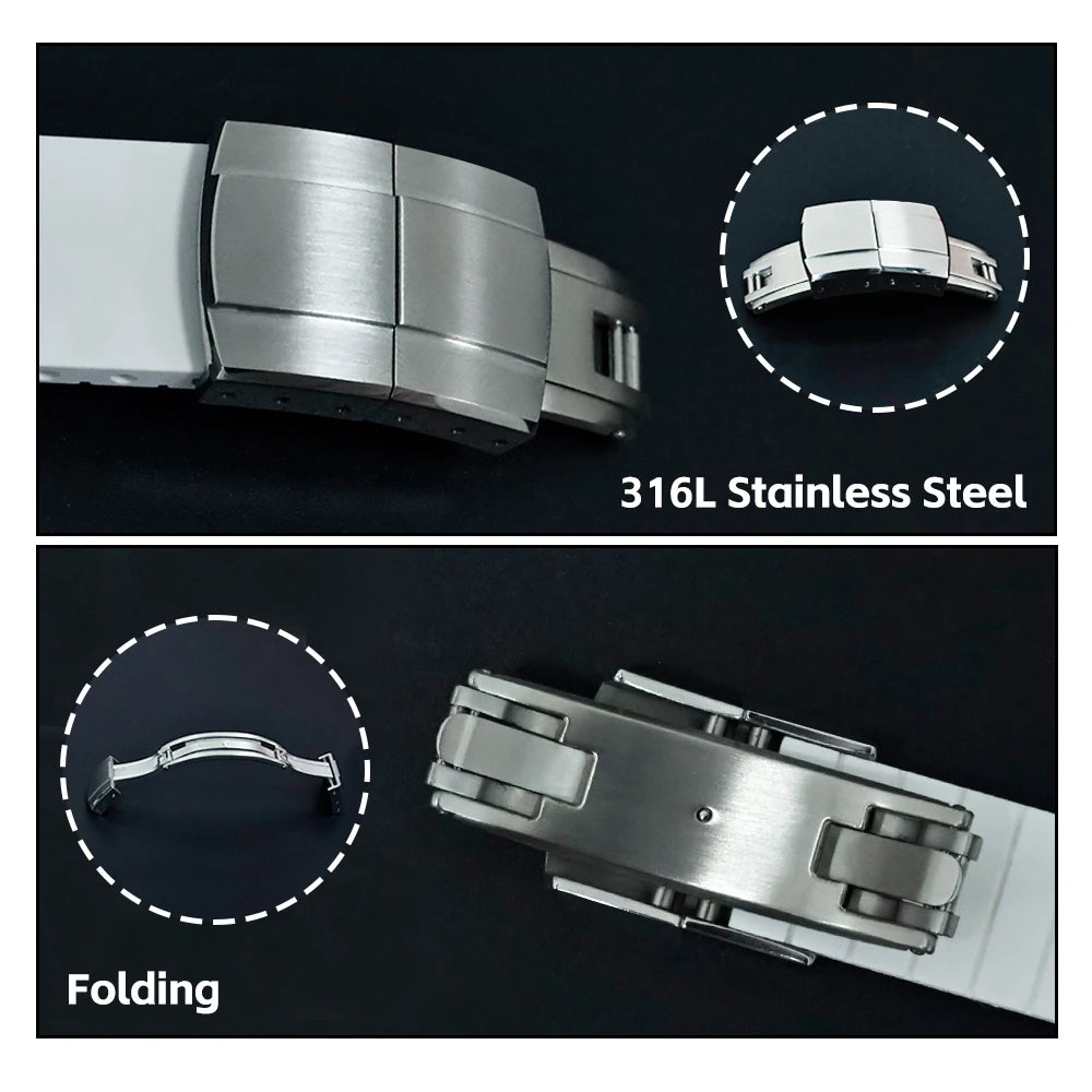 Premium Cut to Size FKM Rubber Strap For Tudor Black Bay 58 - Gray