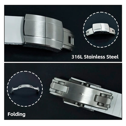 Premium Cut to Size FKM Rubber Strap For Tudor Black Bay 58 - Gray