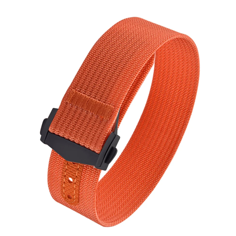 Executive Deployant Clasp Nylon Strap - Orange / 18mm / 20mm / 22mm