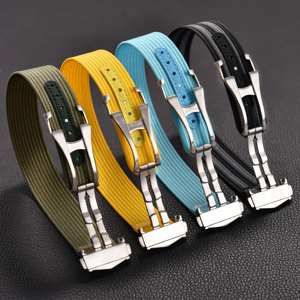 Executive Deployant Clasp Nylon Strap - Black Orange / 18mm / 20mm / 22mm