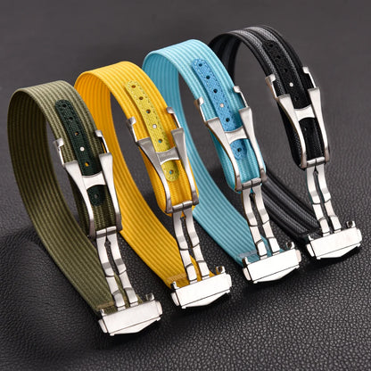 Executive Deployant Clasp Nylon Strap - Orange / 18mm / 20mm / 22mm