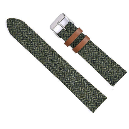Wool Weave Two Piece Universal Watch Strap - Green / 18mm / 20mm / 22mm