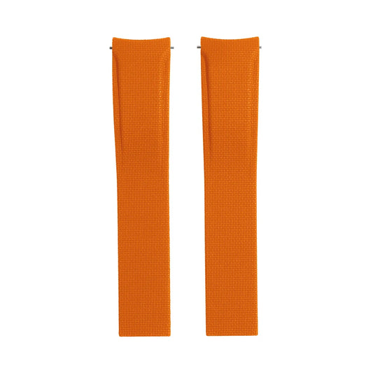 Textile Curved Cut to Size FKM Rubber Strap - Orange 20mm / 21mm / 22mm