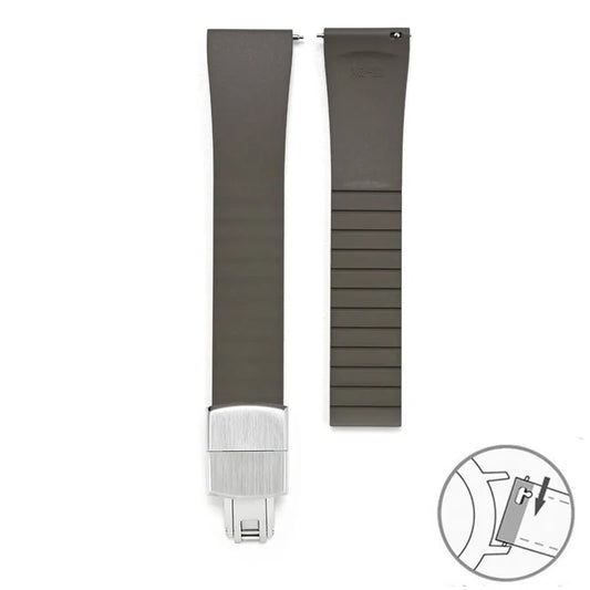 Smooth Cut to Size FKM Rubber Strap - Brown 18mm / 19mm / 20mm / 21mm / 22mm