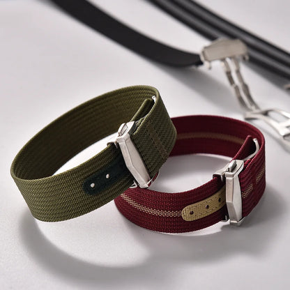 Executive Deployant Clasp Nylon Strap - Black Orange / 18mm / 20mm / 22mm