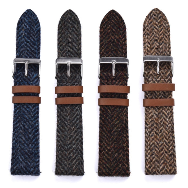 Wool Weave Two Piece Universal Watch Strap - Brown / 18mm / 20mm / 22mm