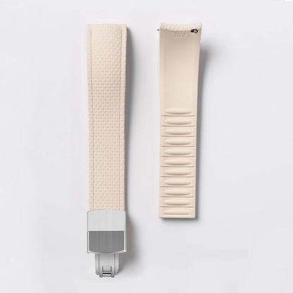 Loom Curved End Cut to Size FKM Rubber Strap - Khaki 18mm / 19mm / 20mm / 21mm / 22mm / 24mm