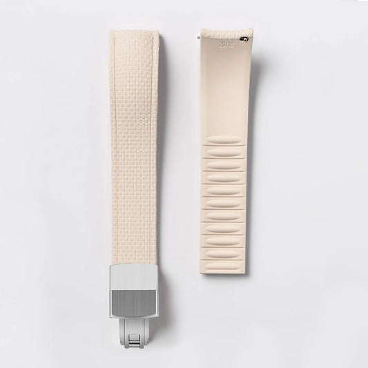 Loom Curved End Cut to Size FKM Rubber Strap - Khaki 18mm / 19mm / 20mm / 21mm / 22mm / 24mm