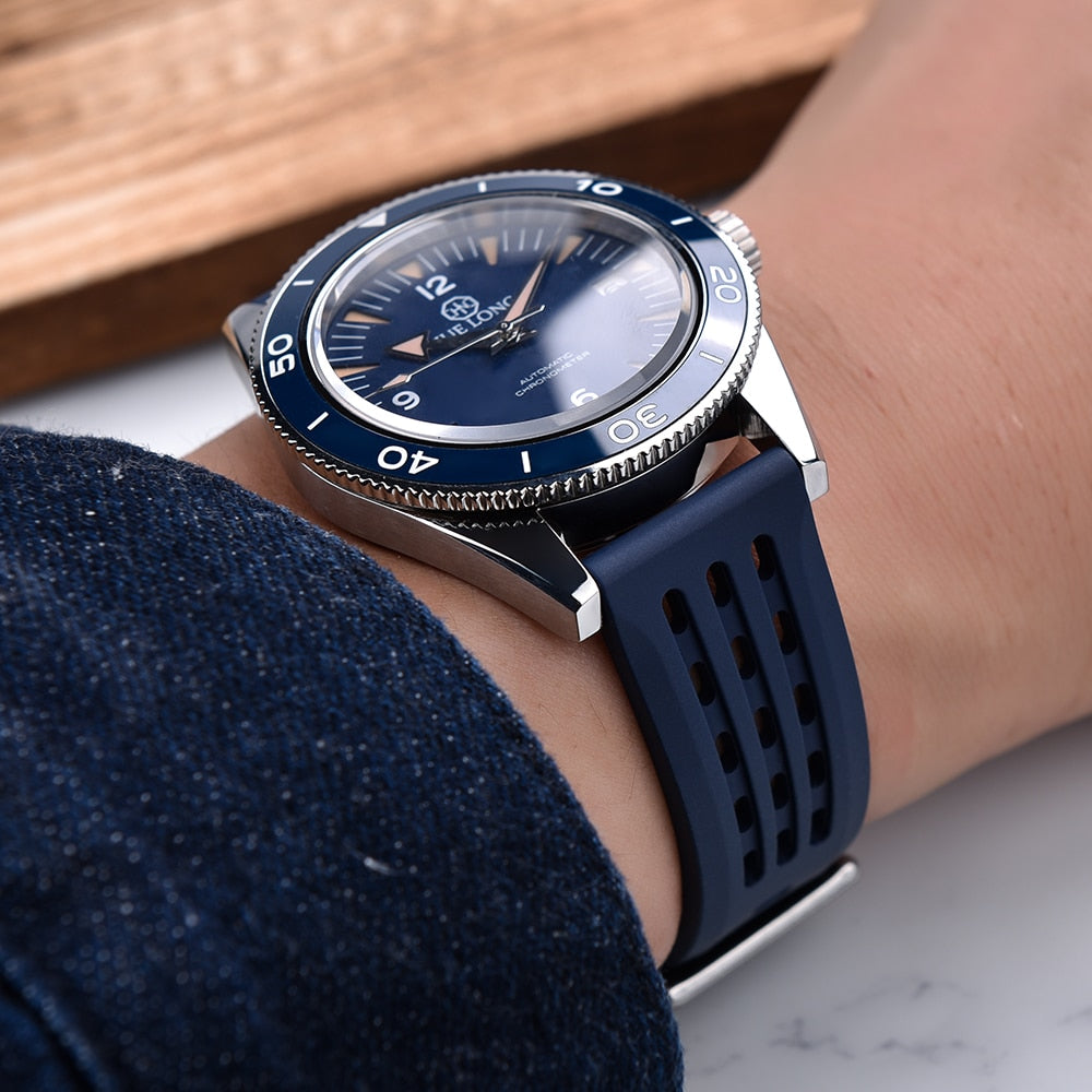 Premium Quick Release FKM Rubber Universal Watch Strap - Green / 20mm / 22mm