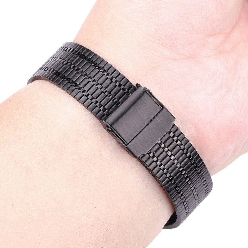 Retro Stainless Steel Universal Watch Bracelet - Silver / 20mm / 22mm