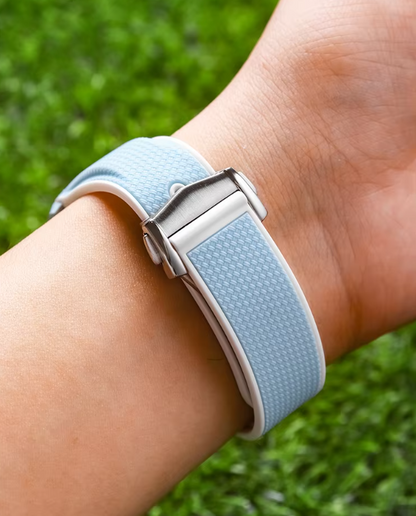 Curved End Rubber Folding Clasp Strap For Omega X Swatch MoonSwatch - Brown