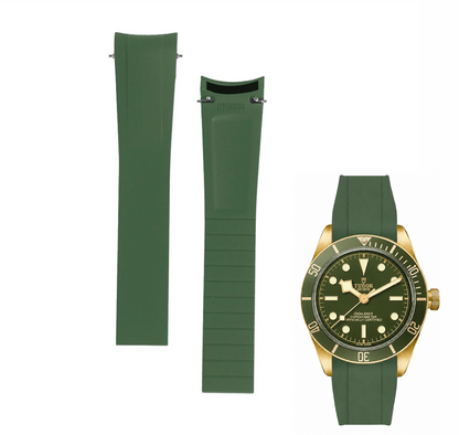 Premium Cut to Size FKM Rubber Strap For Tudor Black Bay 58 - Green