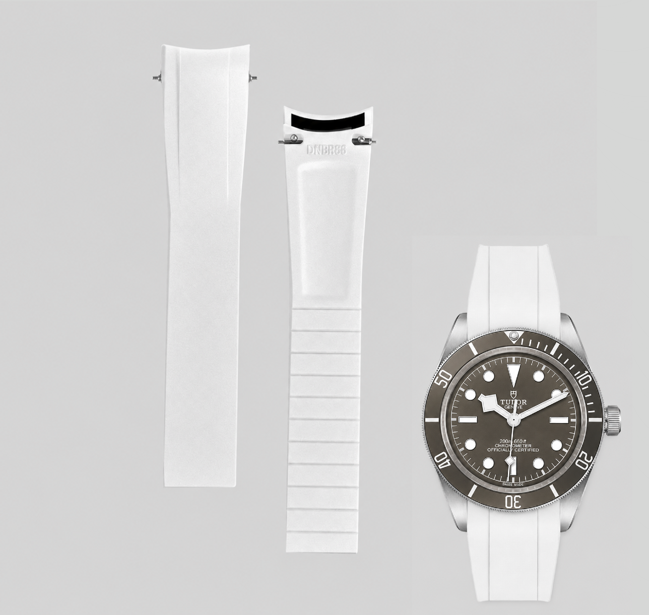 Premium Cut to Size FKM Rubber Strap For Tudor Black Bay 58 - White