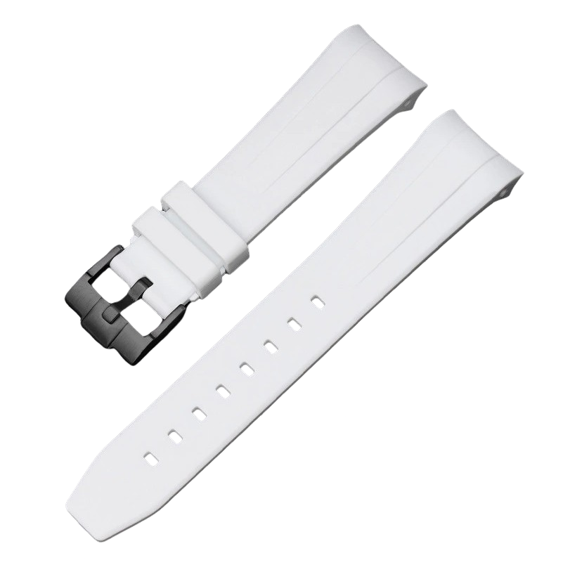 Curved Rubber Watch Strap for Swatch X Blancpain - White