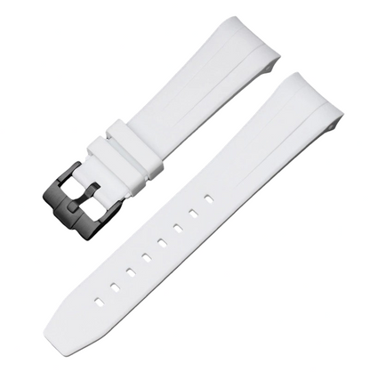 Curved Rubber Watch Strap for Swatch X Blancpain - White