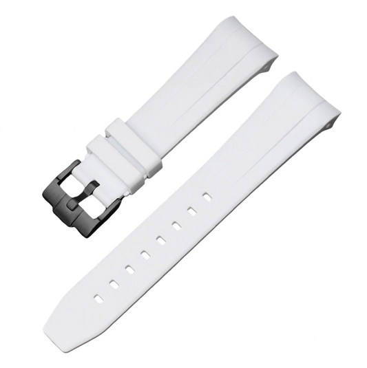 Curved Rubber Watch Strap for Swatch X Blancpain - White