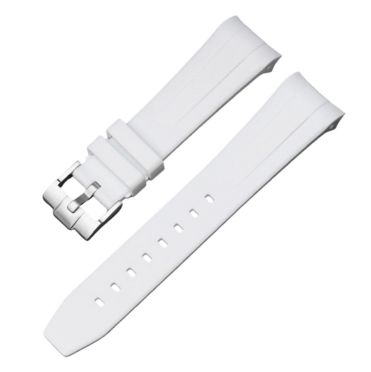 Curved Rubber Watch Strap for Swatch X Blancpain - White