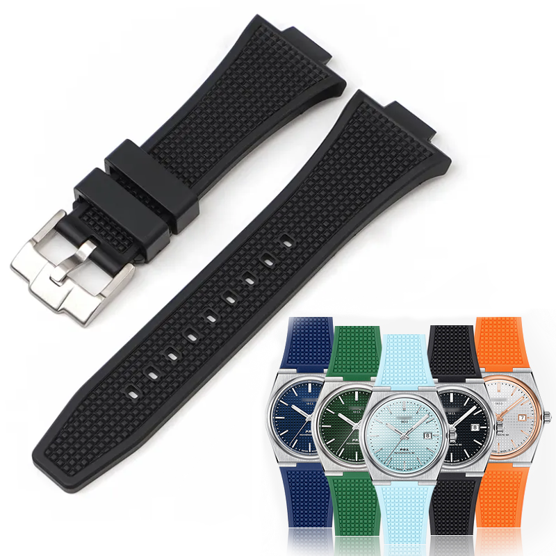 Rubber Waffle Strap For Tissot PRX (40mm) - Black