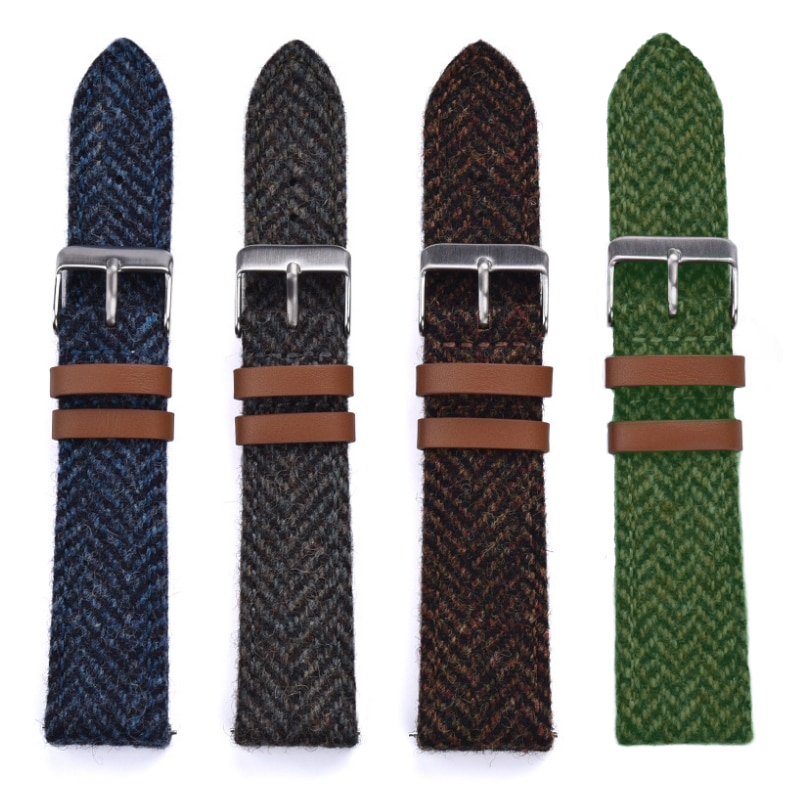 Wool Weave Two Piece Universal Watch Strap - Green / 18mm / 20mm / 22mm