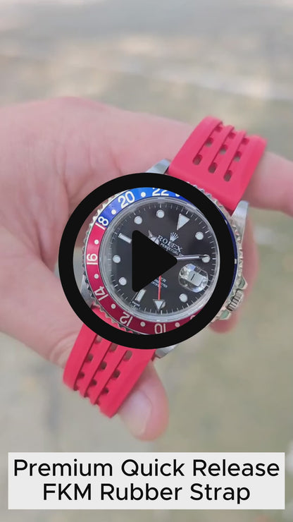 Premium Quick Release FKM Rubber Universal Watch Strap - Red / 20mm / 22mm