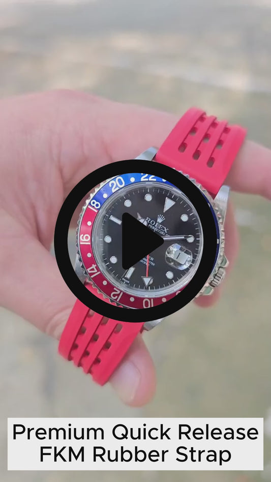 Premium Quick Release FKM Rubber Universal Watch Strap - Red / 20mm / 22mm