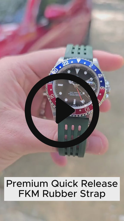 Premium Quick Release FKM Rubber Universal Watch Strap - Green / 20mm / 22mm