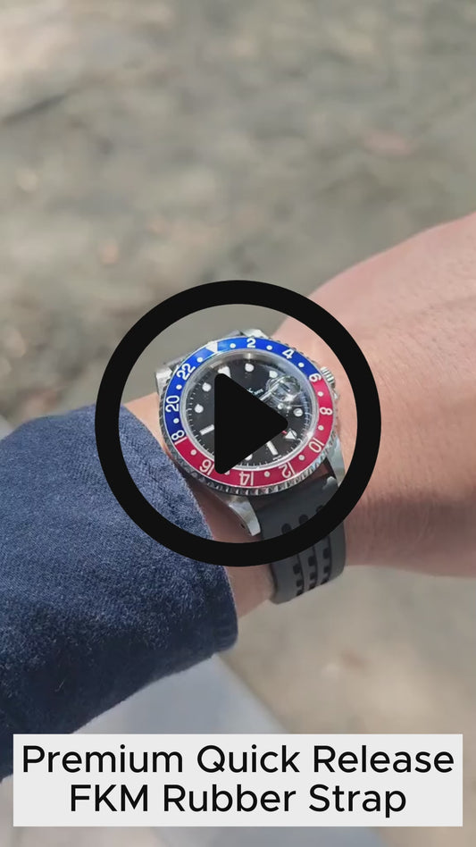 Premium Quick Release FKM Rubber Universal Watch Strap - Black / 20mm / 22mm